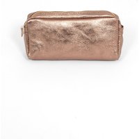 Sarta Women's Allegra Italian Leather Cosmetic Bag - Champagne, Metallic in Metallic Gold