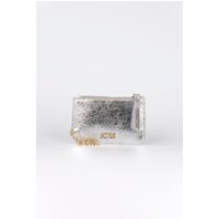 Etre Women's Luna Card Holder Wallet - Metallic Silver, Cracked Faux Leather in Silver