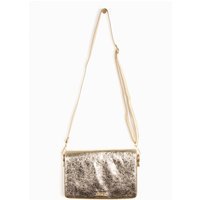 Piper Crossbody Bag Metallic Gold Cracked Faux Leather