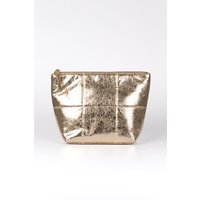 Etre Women's Gold Quilted Vanity Travel Makeup Bag Metallic Faux Leather