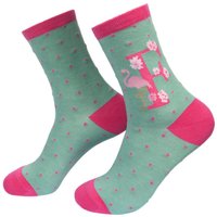 Sock Talk Women's Bamboo Socks - Green, Alphabet F in Green | Size: 3-7