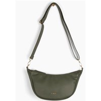 Etre Women's Silver Metallic Faux Leather Half Moon Crossbody Bag in Khaki