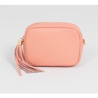 Sarta Women's Beau - Italian Leather Crossbody Bag - Salmon Pink, Pebbled in Pink