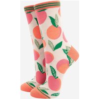Sock Talk Women's Peach Print Fruit Bamboo Socks | Size: 3-7