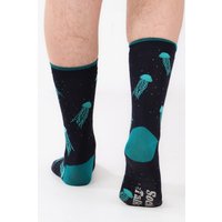 Sock Talk Men's Floating Jellyfish Bamboo Socks- Navy Blue | Size: 7-11