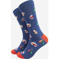 Sock Talk Men's Celebration Beer Bamboo Socks -Blue in Blue | Size: 7-11