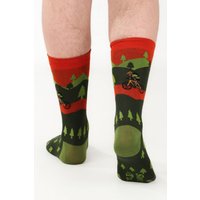 Sock Talk Men's Mountain Bike Scenic Forest Bamboo Socks -Green in Green | Size: 7-11