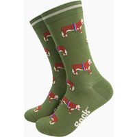 Sock Talk Men's Prize Hereford Bull Bamboo Socks - Green | Size: 7-11