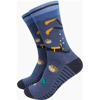 Scuba Diver Tropical Fish Bamboo Socks Denim Blue