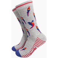 Sock Talk Men's Macaw Parrot Bamboo Socks - Grey/Multi | Size: 7-11