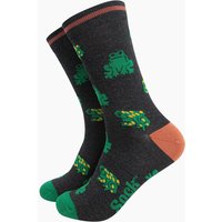 Yellow Spotted Frogs Bamboo Socks Charcoal