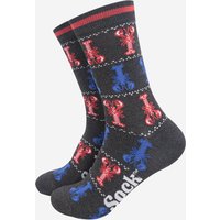 Sock Talk Men's Fair Isle Lobster Bamboo Socks in Dark Grey | Size: 7-11