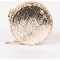 Etre Women's Finley Round Coin Purse - Gold, Metallic Faux Leather in Gold
