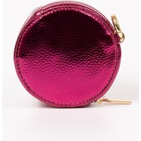 Etre Women's Finley Round Coin Purse - Hot Pink, Metallic Faux Leather in Pink
