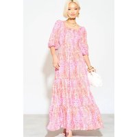 Tiered Maxi Milkmaid Dress Chevron Print