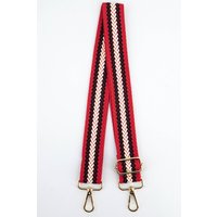 Sarta Women's Contrasting Chevron Stripes Woven Bag Strap in Red & Navy Blue