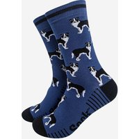Sock Talk Men's Border Collie Sheepdog Bamboo Socks Blue | Size: 7-11