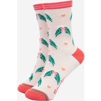 Sock Talk Women's Lovebirds & Hearts Bamboo Socks - Cream | Size: 3-7