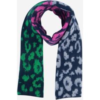 Sarta Women's Kyra Leopard Print Colour Block Heavyweight Winter Scarf in Navy