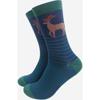 Stag Striped Bamboo Socks Blue Green Blue