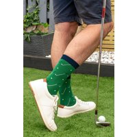 Golf Ball & Clubs Bamboo Socks Green Navy Green