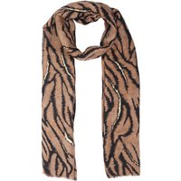 Sarta Women's Annika Tiger Print Stripe Lightweight Foil Scarf in Brown