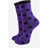 Sock Talk Women's Medium Polka Dots Glitter Ankle Socks in Purple | Size: 3-7