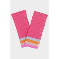 Sarta Women's Dollie Rainbow Stripe Knitted Wrist Warmers Winter Gloves in Pink