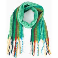 Sarta Women's Shelly Heavyweight Scarf - Green, Rainbow Stripe in Green
