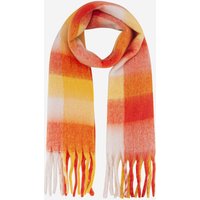 Sarta Women's Allie Heavyweight Scarf Orange Checked Colourblock