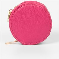 Etre Women's Finley Round Coin Purse - Hot Pink, Pebbled Faux Leather in Pink