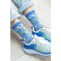 Sock Talk Women's Nice Tits Combed Cotton Funny Rude Ankle Socks in Blue | Size: 3-7