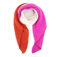 Sarta Women's Nora Heavyweight Asymmetric Colour Block Winter Scarf in Fuchsia