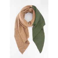 Sarta Women's Nora Heavyweight Asymmetric Colour Block Winter Scarf in Khaki