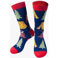 Sock Talk Men's Mens Bamboo Socks Camping Novelty Socks Hiking Walking Navy Blue | Size: 7-11