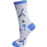 Sock Talk Women's Yoga Pose Bamboo Socks - Light Grey | Size: 3-7