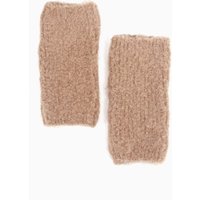 Sarta Women's Textured Wrist Warmers - Camel, Knitted in Camel