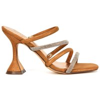 XY London Women's 'Posie' Diamante Strappy Square Toe Sculptured High Heel Sandals in Rose Gold | Size: 4