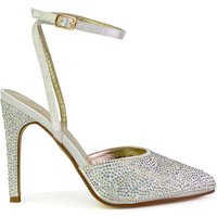 XY London Women's 'Indyah' Diamante 2 Part Shoes Ankle Strap Stiletto High in Ivory | Size: 7