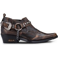 Infinity Leather Men's Brown Croc Leather Winklepicker Studded Western Biker Shoes | Size: 9