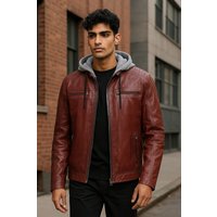 Hooded Biker Lamb Jacket Kingston