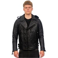 Infinity Leather Men's Slim-Fit Double Zip Brando Leather Biker Jacket-Cairo in Black | Size: Medium