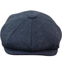 Infinity Leather Men's Peaky Blinders Tweed Gatsby Hat in Blue | Size: 2XL