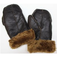 Infinity Leather Sheepskin Mittens in Dark Brown | Size: Medium