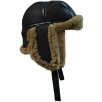 Infinity Leather RAF Aviator Sheepskin B-55 Trapper Hat in Brown | Size: Small