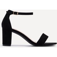 Linzi Women's Frankie Black Faux Suede Block Heeled Sandals