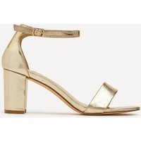 Linzi Women's Frankie Gold Faux Leather Heeled Sandals | Size: 6-Standard Fit
