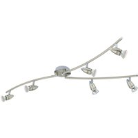 Loops Flush Ceiling Light Colour Satin Nickel Chrome Shade Bulb GU10 6x3W Included in Metallics