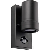 Loops Outdoor IP44 Wall Downlight with PIR Sensor - 7W LED GU10 - Matt Black Polymer