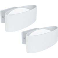 Loops 2 PACK IP44 Outdoor Wall Light White Aluminium & Steel 10W LED Porch Lamp